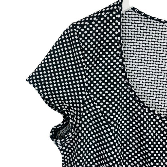 Suzy Shier Black White  Polka Dot Peplum Top Blouse Stretch & skirt sz large set - Picture 8 of 16